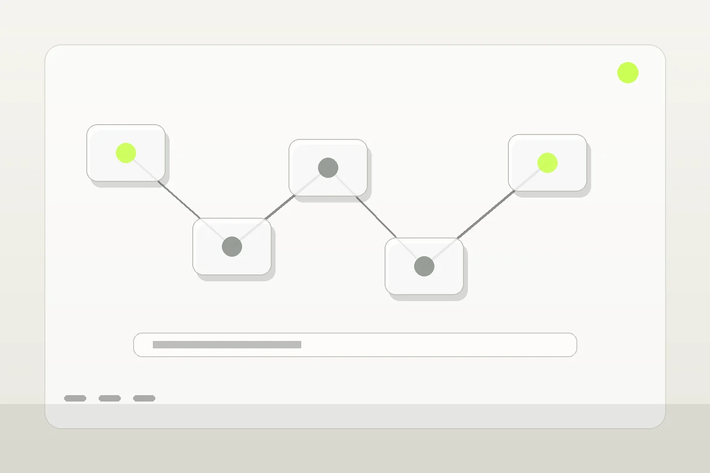 Verbundenes Netz aus Karten für Domain, Angaben und technische Freigabe