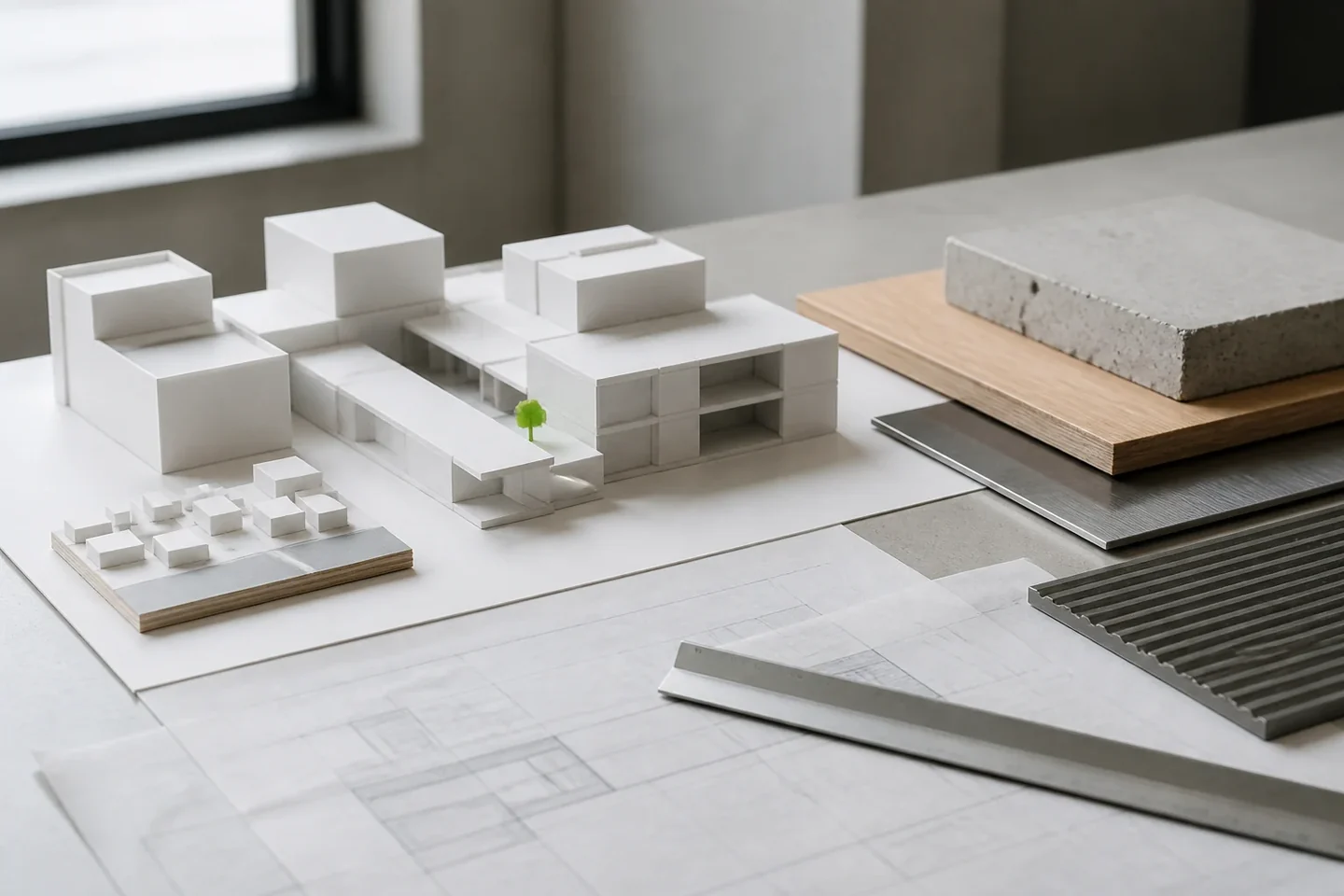 Typisches Arbeitsmaterial für Architekturbüros