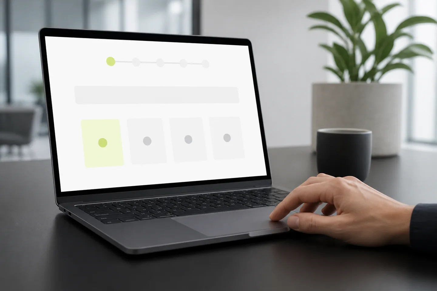 Laptop mit abstraktem Bedarfsscheck ohne lesbare Daten